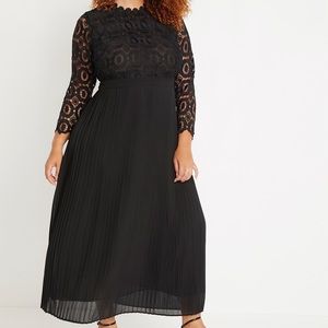 Lace Evening Dress with Pleated Skirt-SZ 28